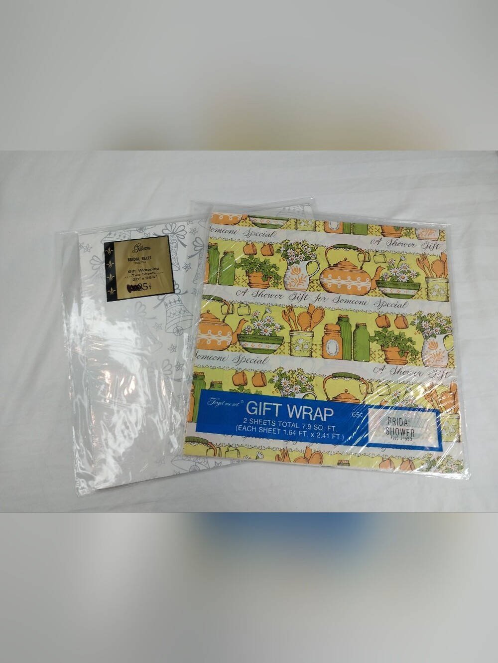 Vintage Bridal Shower and Wedding flat wrapping paper in original packaging